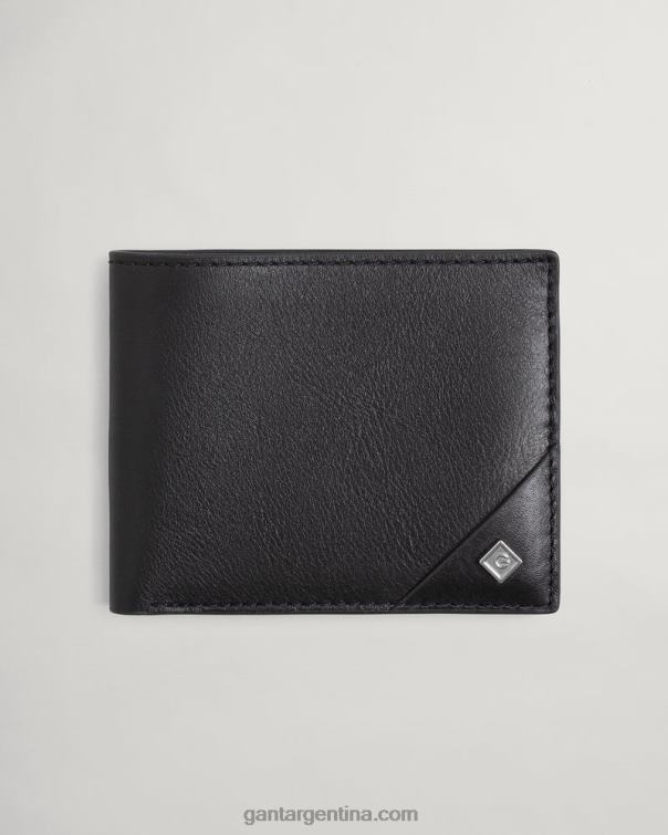 GANT hombres negro billetera de cuero P0P02455
