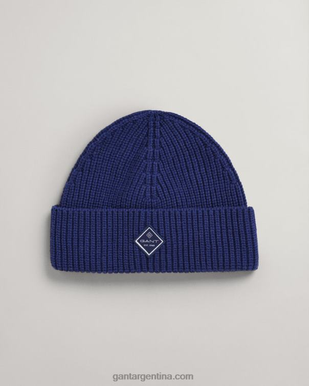 GANT hombres azul profundo gorro de punto de canalé de algodón P0P02482