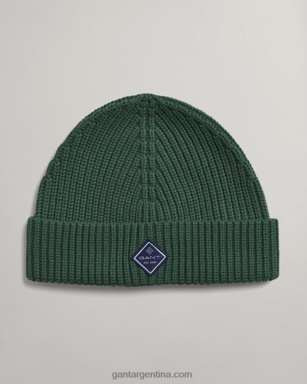 GANT hombres bosque verde gorro de punto de canalé de algodón P0P02473
