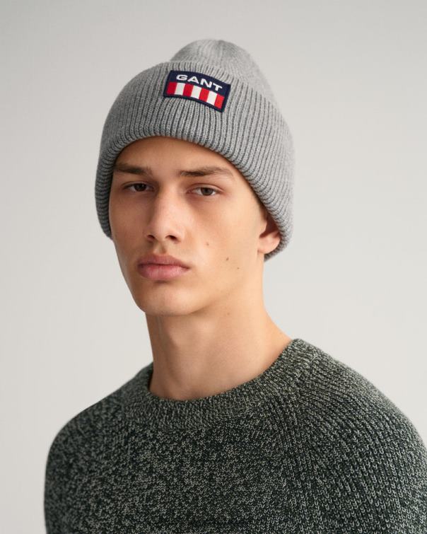 GANT hombres mezcla de gris oscuro gorro con escudo retro P0P02489