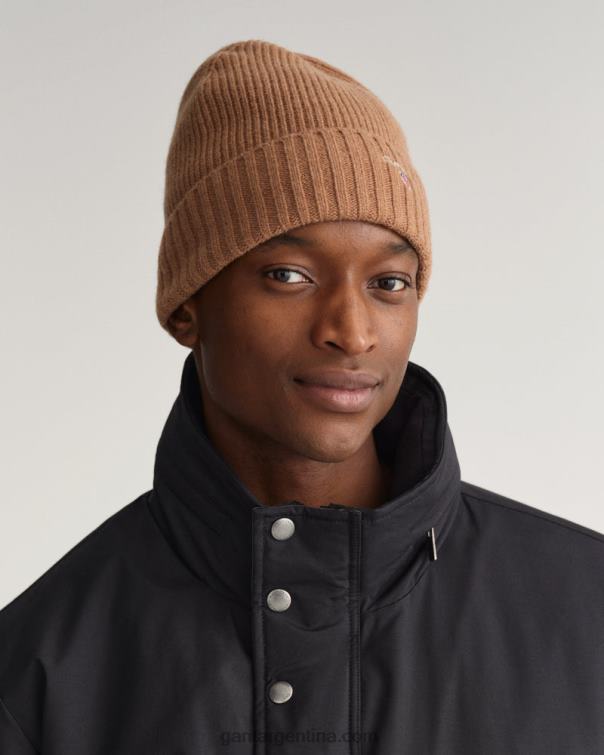 GANT hombres nuez tostada gorro con forro de lana P0P02510