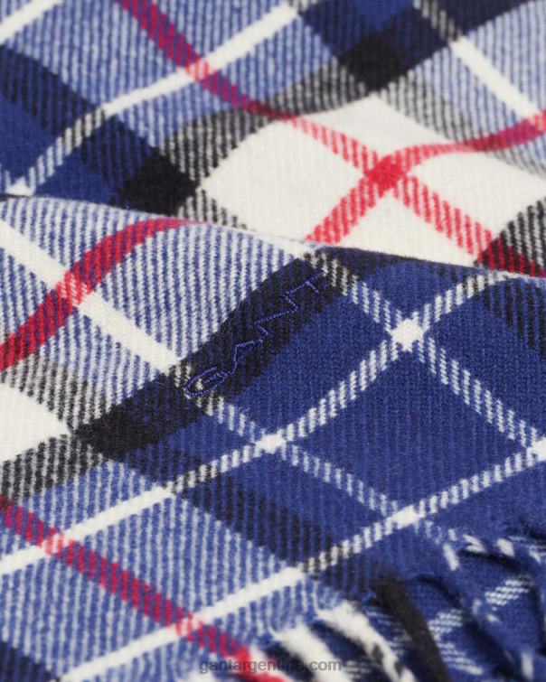 GANT hombres azul profundo bufanda de sarga de lana a cuadros P0P02560