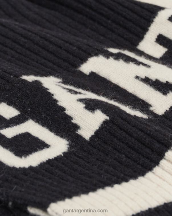 GANT hombres ébano negro bufanda colegial de lana a rayas P0P02564