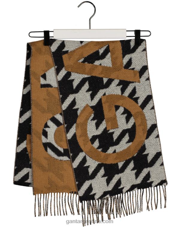 GANT hombres ébano negro bufanda con motivo de pata de gallo P0P02563