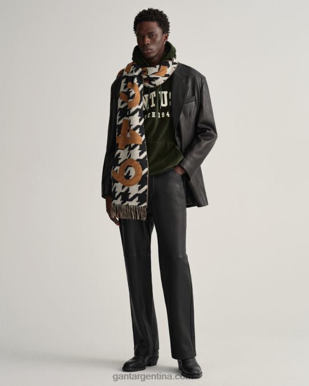 GANT hombres ébano negro bufanda con motivo de pata de gallo P0P02563