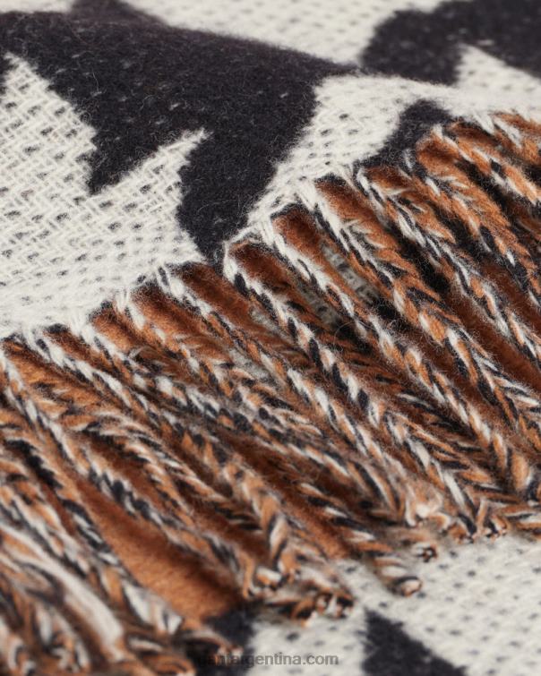 GANT hombres ébano negro bufanda con motivo de pata de gallo P0P02563