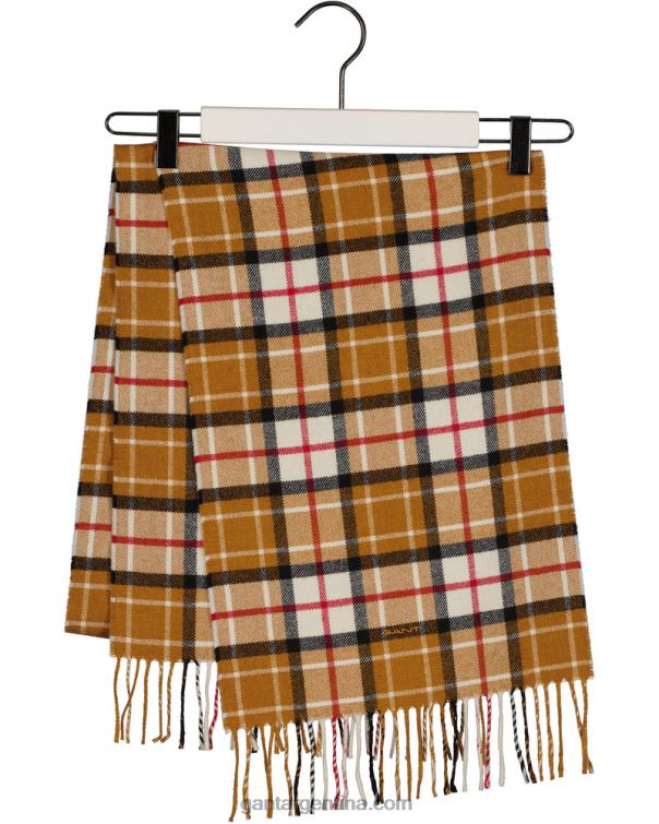 GANT hombres naranja mostaza dk bufanda de sarga de lana a cuadros P0P02569