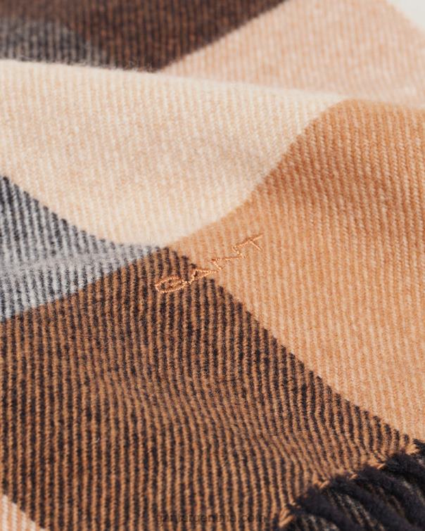 GANT hombres nuez tostada bufanda a cuadros P0P02572