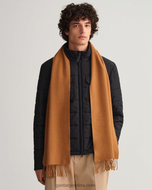 GANT hombres nuez tostada bufanda de lana maciza P0P02566