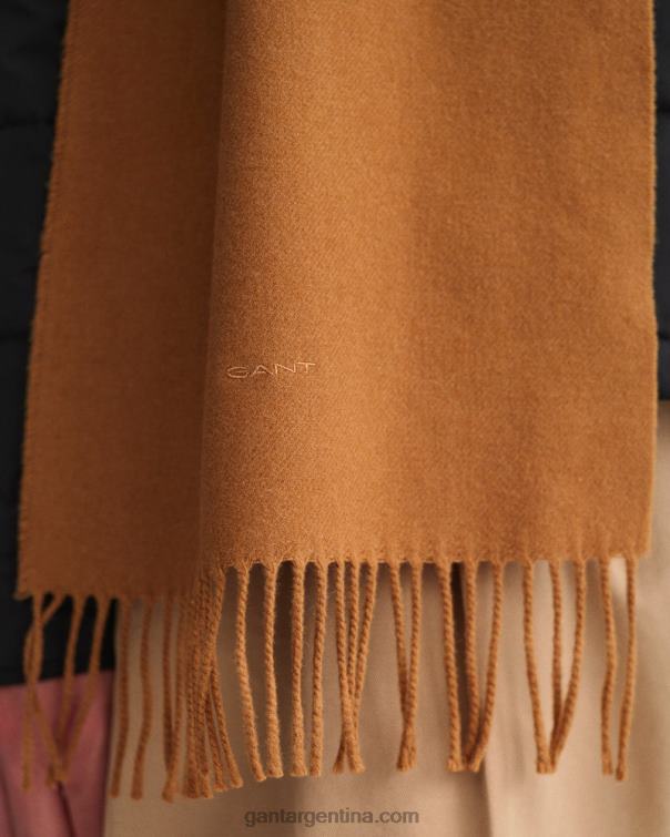 GANT hombres nuez tostada bufanda de lana maciza P0P02566
