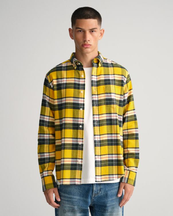 GANT hombres amarillo liso camisa a cuadros de franela regular fit P0P0289