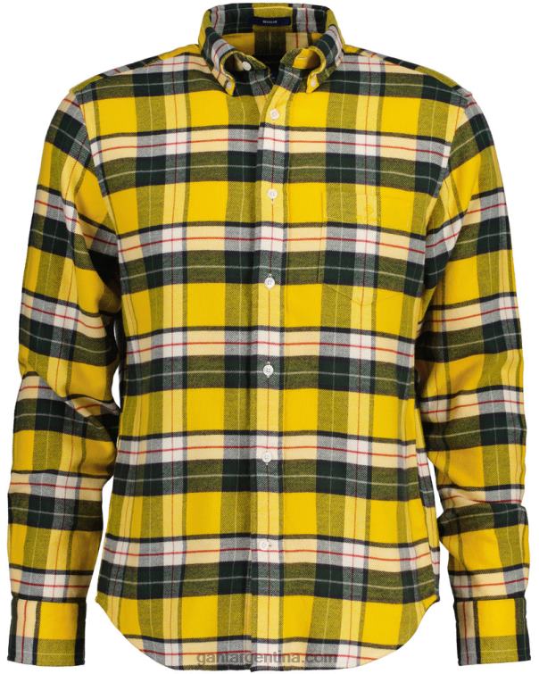 GANT hombres amarillo liso camisa a cuadros de franela regular fit P0P0289