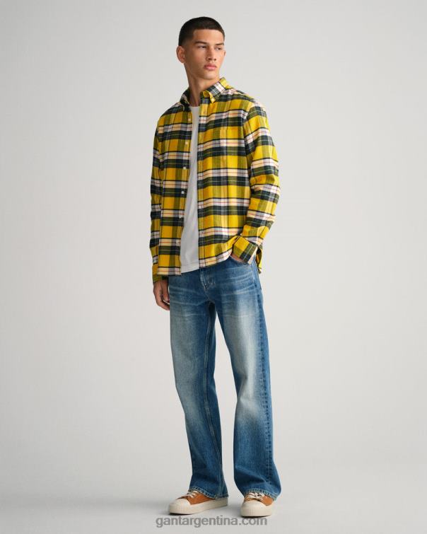 GANT hombres amarillo liso camisa a cuadros de franela regular fit P0P0289