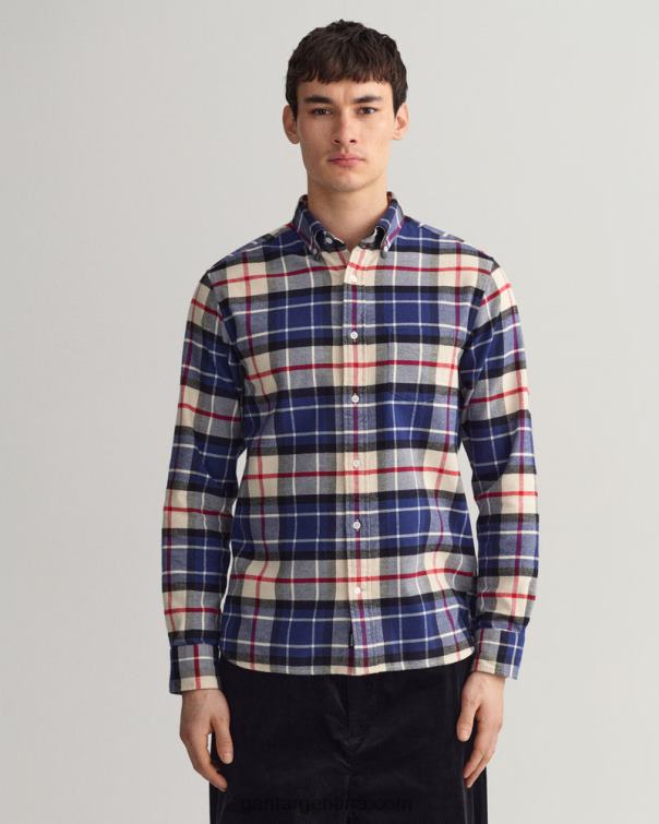 GANT hombres azul profundo camisa de cuadros escoceses de franela regular fit P0P025