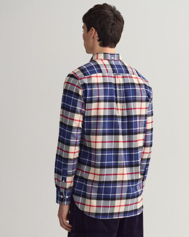 GANT hombres azul profundo camisa de cuadros escoceses de franela regular fit P0P025