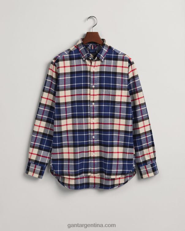 GANT hombres azul profundo camisa de cuadros escoceses de franela regular fit P0P025