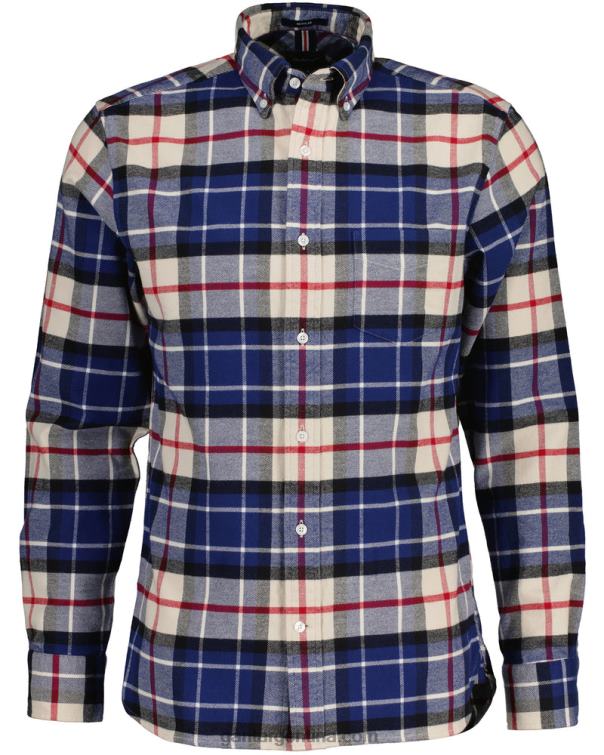 GANT hombres azul profundo camisa de cuadros escoceses de franela regular fit P0P025