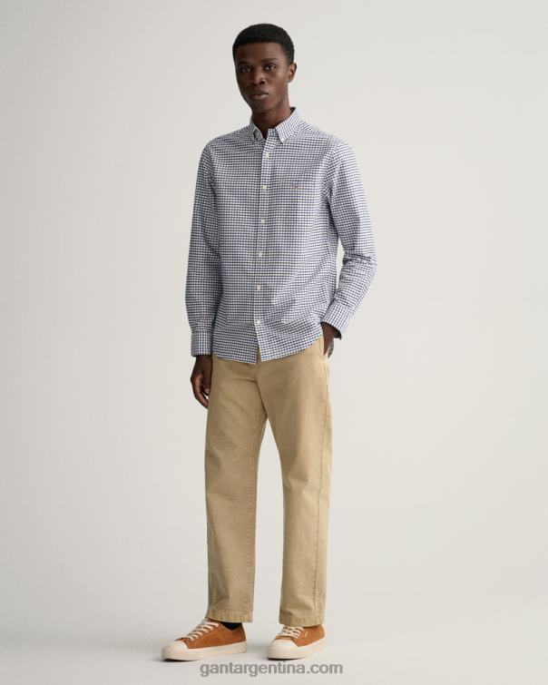 GANT hombres azul profundo camisa oxford tattersall de corte regular P0P0248