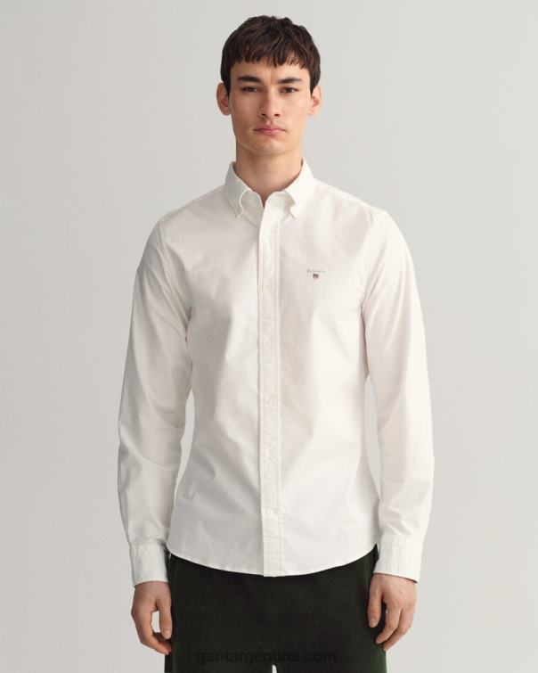 GANT hombres blanco camisa oxford slim fit elástica P0P0264