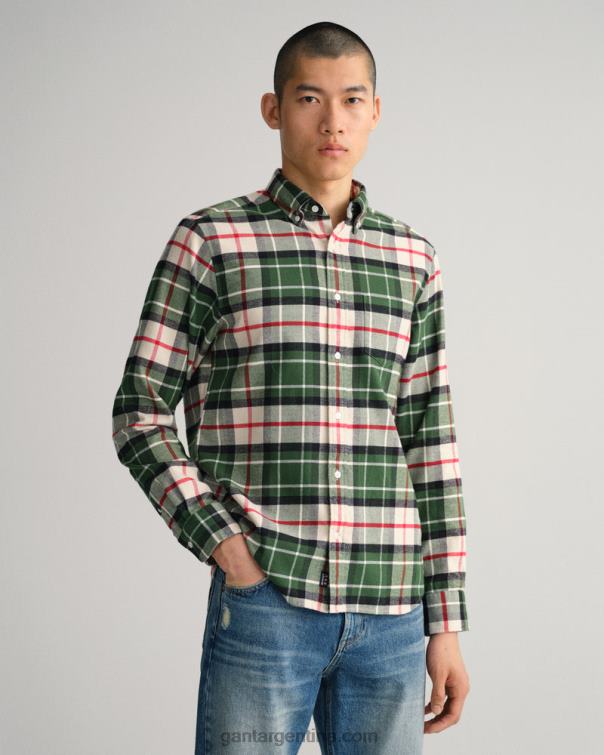 GANT hombres bosque verde camisa de cuadros escoceses de franela regular fit P0P021