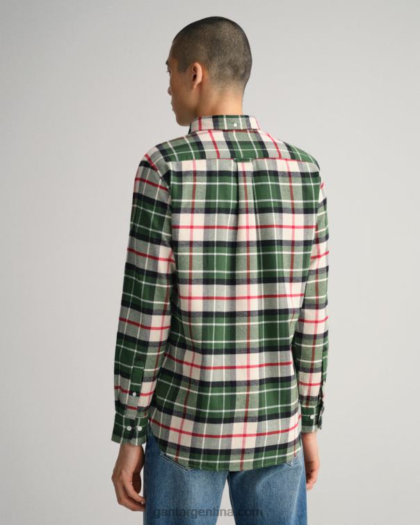 GANT hombres bosque verde camisa de cuadros escoceses de franela regular fit P0P021