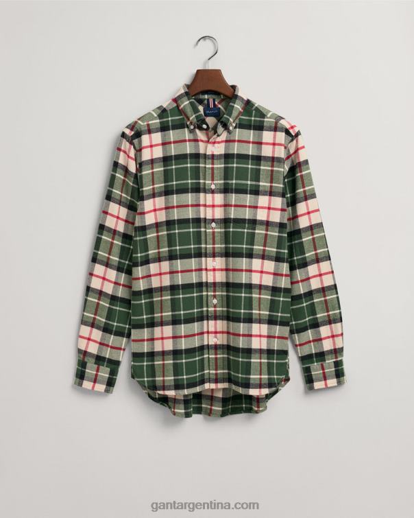 GANT hombres bosque verde camisa de cuadros escoceses de franela regular fit P0P021