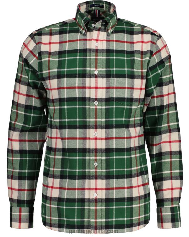 GANT hombres bosque verde camisa de cuadros escoceses de franela regular fit P0P021