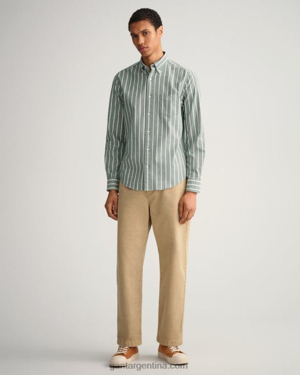 GANT hombres bosque verde camisa oxford de corte regular con rayas anchas P0P0255