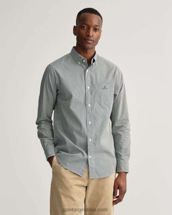 GANT hombres bosque verde camisa regular fit de popelín con microcuadros vichy P0P0242