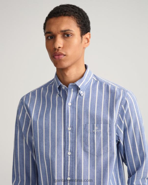GANT hombres colegio azul camisa oxford de corte regular con rayas anchas P0P0231