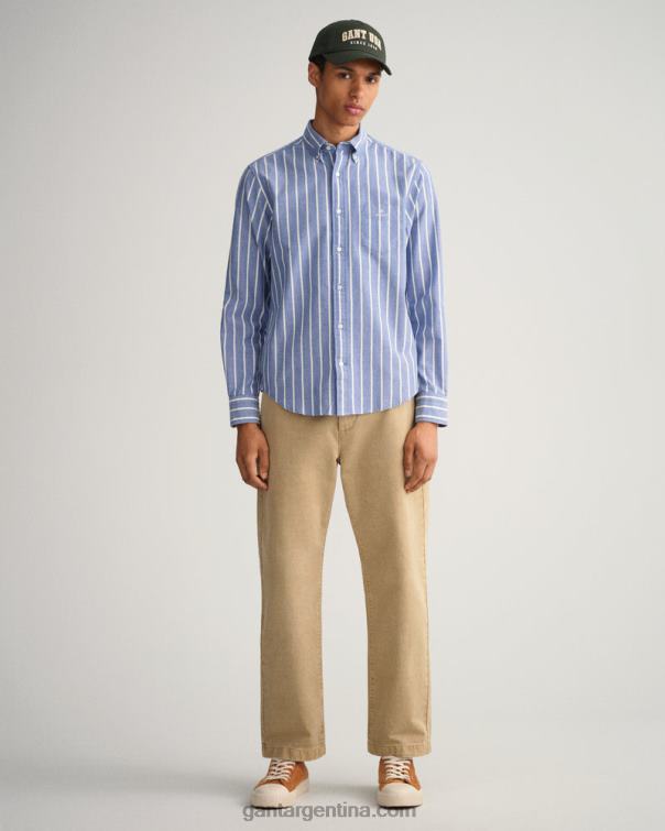 GANT hombres colegio azul camisa oxford de corte regular con rayas anchas P0P0231