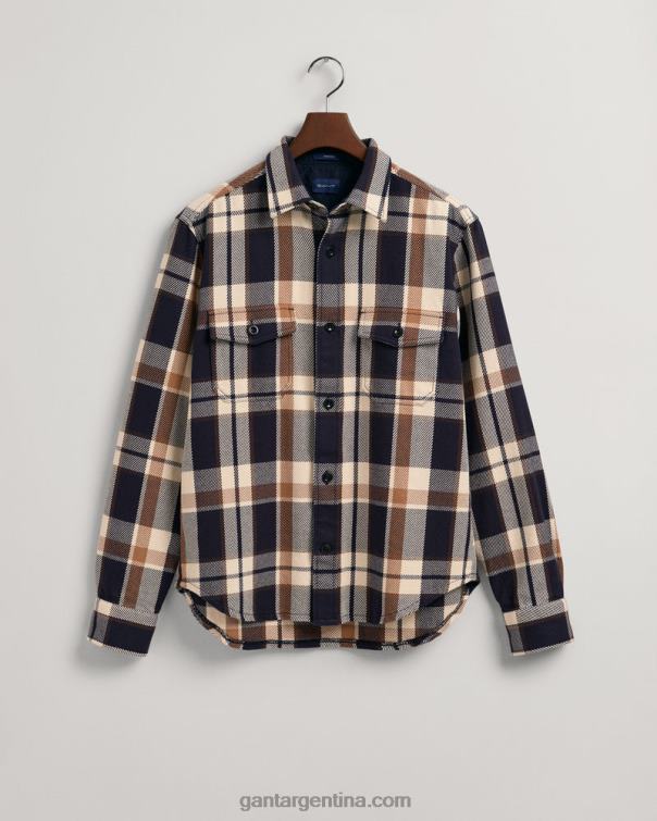 GANT hombres crema de la vendimia sobrecamisa de sarga gruesa a cuadros P0P0210