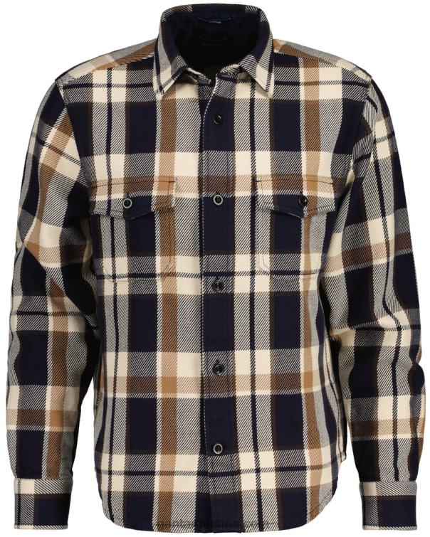 GANT hombres crema de la vendimia sobrecamisa de sarga gruesa a cuadros P0P0210