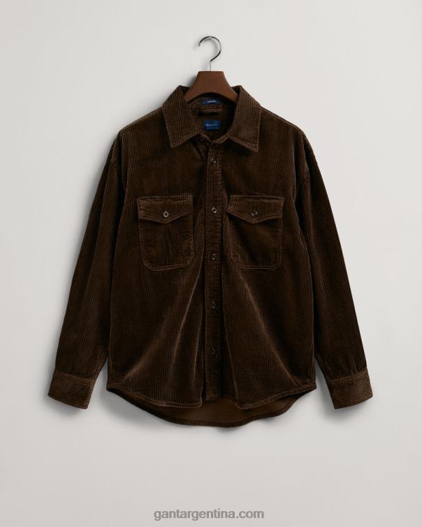 GANT hombres marrón rico sobrecamisa de pana P0P026