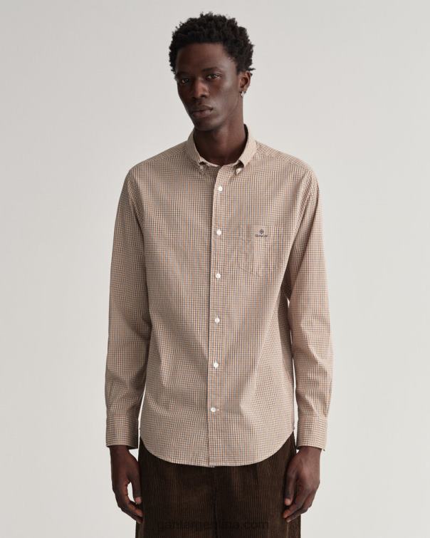 GANT hombres naranja mostaza dk camisa regular fit de popelín con microcuadros vichy P0P0243