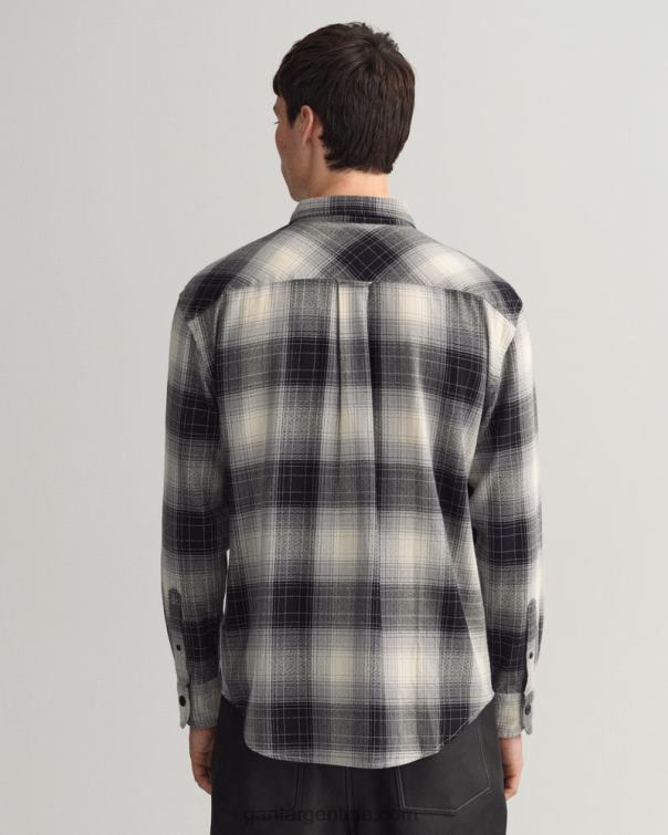 GANT hombres negro camisa holgada a cuadros con sombras P0P0217