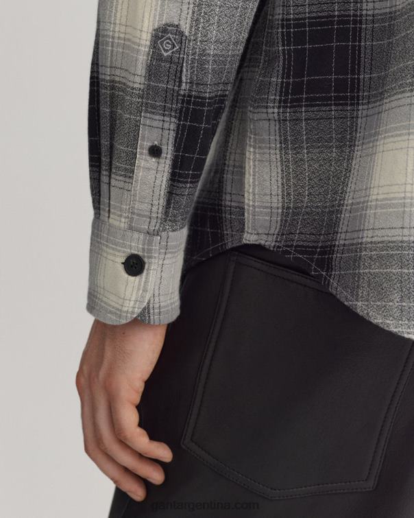 GANT hombres negro camisa holgada a cuadros con sombras P0P0217