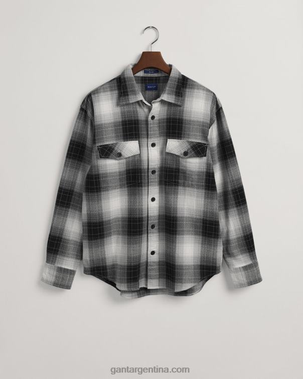 GANT hombres negro camisa holgada a cuadros con sombras P0P0217