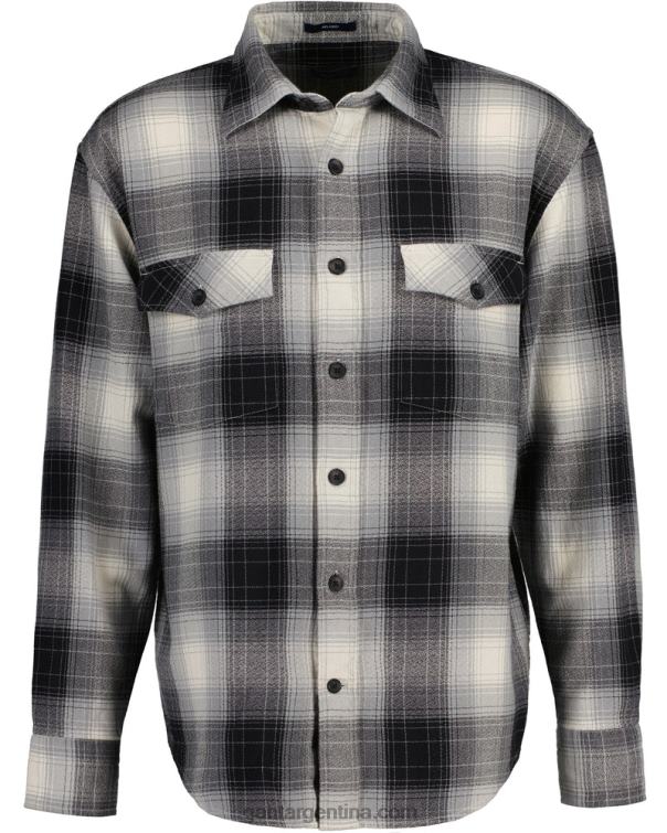 GANT hombres negro camisa holgada a cuadros con sombras P0P0217