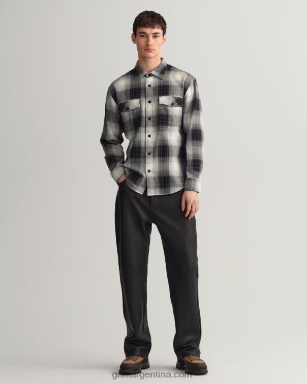 GANT hombres negro camisa holgada a cuadros con sombras P0P0217