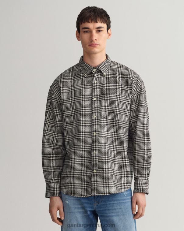 GANT hombres negro camisa oversize con motivo de pata de gallo P0P0213