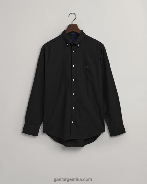 GANT hombres negro camisa oxford de corte regular P0P0278
