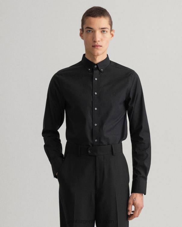 GANT hombres negro camisa oxford de corte slim con puntos P0P0272