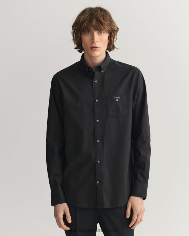 GANT hombres negro camisa regular fit de paño fino P0P0253