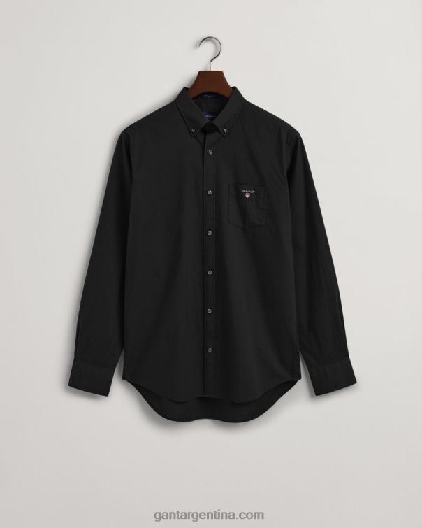 GANT hombres negro camisa regular fit de paño fino P0P0253