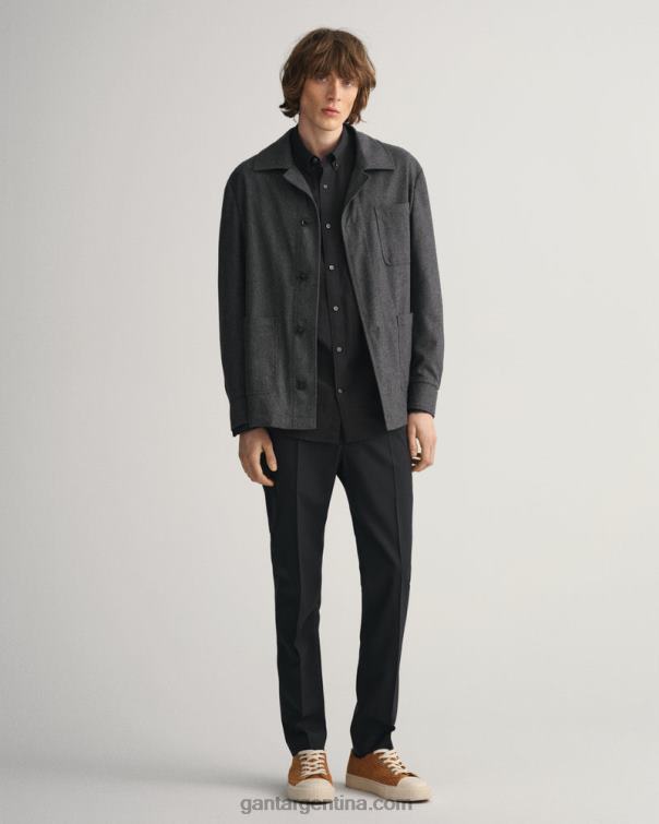 GANT hombres negro camisa regular fit de paño fino P0P0253