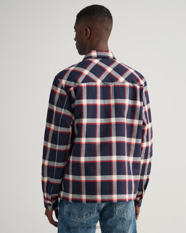 GANT hombres noche azul sobrecamisa de cuadros de franela P0P022