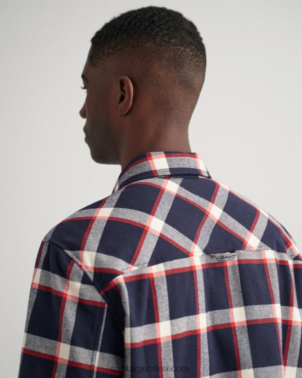GANT hombres noche azul sobrecamisa de cuadros de franela P0P022