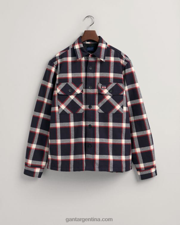 GANT hombres noche azul sobrecamisa de cuadros de franela P0P022