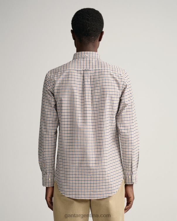 GANT hombres nuez tostada camisa oxford tattersall de corte regular P0P0224